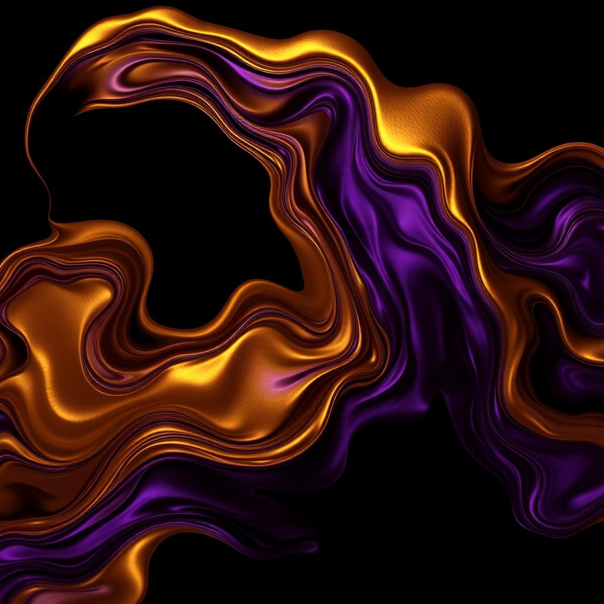 Abstract generative artwork in gold and violet